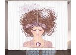Abakuhaus Segno Zodiacale Vergine Tenda Rustica, Floral Young Girl, Tende Universali Per Soggiorno Con Passanti E Ganci, 280 X 175 Cm, Multicolore