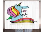 Abakuhaus Unicorno Tenda Rustica, Animale Mitico Doodle, Soggiorno Tenda Universale Con Passanti E Ganci, 280 X 175 Cm, Multicolore