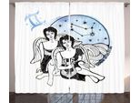 Abakuhaus Segno Zodiacale Gemelli Tenda Rustica, Angelo Gemelli Arpa, Soggiorno Nastro Universale Tende Con Passanti E Ganci, 280 X 175 Cm, Azzurro Pallido Bianco
