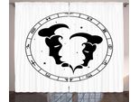 Abakuhaus Segno Zodiacale Gemelli Tenda Rustica, Ritratti Maschili, Soggiorno Tenda Universale Con Passanti E Ganci, 280 X 175 Cm, Bianco E Nero