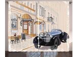 Abakuhaus Tenda Rustica Vintage, Old School Car Cafe, Tenda Con Passanti E Ganci Per Camera Da Letto, 280 X 175 Cm, Multicolore