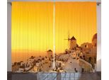 Abakuhaus Grecia Tenda Rustica, Sunset Santorini Vacanze, Tenda Con Passanti E Ganci Per Camera Da Letto, 280 X 175 Cm, Marigold Avorio E Marrone