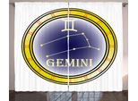 Abakuhaus Segno Zodiacale Gemelli Tenda Rustica, Cerchio E Insegne, Soggiorno Tenda Universale Con Passanti E Ganci, 280 X 175 Cm, Arancione Blu Giallo