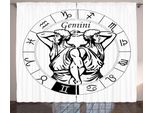 Abakuhaus Segno Zodiacale Gemelli Tenda Rustica, Maschio Greek Twins, Camera Da Letto Tenda Con Passanti E Ganci, 280 X 175 Cm, Bianco E Nero