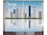 Abakuhaus Chicago Tenda Rustica, Grattacieli Americani, Tenda Con Passanti E Ganci Per Camera Da Letto, 280 X 175 Cm, Azzurro Pallido Grigio Chiaro