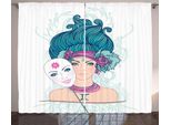 Abakuhaus Segno Zodiacale Gemelli Tenda Rustica, Maschera Da Ragazza, Tenda Con Passanti E Ganci Per Camera Da Letto, 280 X 175 Cm, Multicolore