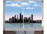 Abakuhaus Chicago Tenda Rustica, Missisippi River City, Tenda Con Passanti E Ganci Per Camera Da Letto, 280 X 175 Cm, Blu Onice Grigio