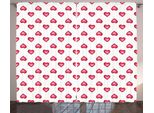 Abakuhaus Tenda Romantica Rustica, Cuori Con Pois, Tende Universali Per Soggiorno Con Passanti E Ganci, 280 X 175 Cm, Bianco E Corallo Scuro