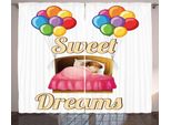 Abakuhaus Dolci Sogni Tenda Rustica, Ragazza Caricaturale Di Notte, Camera Da Letto Tenda Con Passanti E Ganci, 280 X 175 Cm, Multicolore