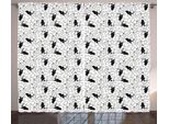Abakuhaus Tenda Rustica Bulldog, Doodle Faces Pawprints, Tenda Con Passanti E Ganci Per Camera Da Letto, 280 X 175 Cm, Grigio Chiaro Bianco