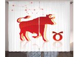Abakuhaus Segno Zodiacale Toro Tenda Rustica, Animali E Stelle, Camera Da Letto Tenda Con Nastro Arricciato, Passanti E Ganci, 280 X 175 Cm, Arancione Pallido Vermiglio