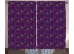 Abakuhaus Tenda Rustica Con Motivo Calamaro, Fauna Marina, Tende Universali Per Soggiorno Con Passanti E Ganci, 280 X 175 Cm, Viola Scuro E Verde Chiaro
