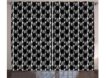 Abakuhaus Tenda Rustica Con Motivo A Calamari, Mostri Astratti Retrò, Tende Universali Per Soggiorno Con Passanti E Ganci, 280 X 175 Cm, Bianco E Nero