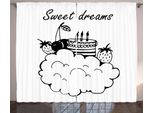 Abakuhaus Dolci Sogni Tenda Rustica, Tema Compleanno, Soggiorno Nastro Universale Tende Con Passanti E Ganci, 280 X 175 Cm, Bianco E Nero