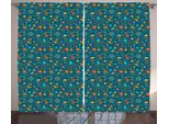 Abakuhaus Tenda Rustica Con Motivo A Calamari, Tropical Cartoon Fauna, Tende Universali Per Soggiorno Con Passanti E Ganci, 280 X 175 Cm, Verde Acqua, Arancione E Giallo