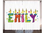Abakuhaus Emily Tenda Rustica, Palloncini Colorati Con Motivi Cartoon, Tenda Con Passanti E Ganci Per Camera Da Letto, 280 X 175 Cm, Multicolore