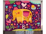 Abakuhaus Tenda Rustica Con Elefanti, Doodle Birthday Animal, Tende Universali Per Soggiorno Con Passanti E Ganci, 280 X 175 Cm, Multicolore