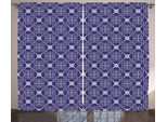 Abakuhaus Tenda Rustica Olandese, Elaborati Motivi Floreali, Tenda Universale Per Soggiorno Con Passanti E Ganci, 280 X 175 Cm, Indaco E Bianco