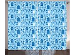 Abakuhaus Tenda Rustica Olandese, Disegno Con Mulini A Vento Cartoon, Tende Universali Per Soggiorno Con Passanti E Ganci, 280 X 175 Cm, Azzurro Pallido Blu Navy