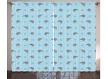 Abakuhaus Grigio Blu Tenda Rustica, Animali Esotici Indigeni, Tende Universali Per Soggiorno Con Passanti E Ganci, 280 X 175 Cm, Azzurro E Grigio