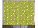 Abakuhaus Tenda Rustica Anime, Conigli E Carote Su Sfondo Verde, Tenda Universale Per Soggiorno Con Passanti E Ganci, 280 X 175 Cm, Verde Mela E Giallo
