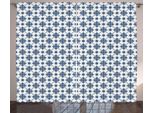 Abakuhaus Tenda Rustica Olandese, Rombi E Fiori, Tenda Universale Per Soggiorno Con Passanti E Ganci, 280 X 175 Cm, Blu Scuro E Bianco