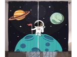 Abakuhaus Tenda Rustica, Galaxy Adventure Cartoon, Tenda Con Passanti E Ganci Per Camera Da Letto, 280 X 175 Cm, Multicolore