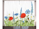 Abakuhaus Primavera Tenda Rustica, Bloomed Mohnblu, Soggiorno Tenda Universale Con Passanti E Ganci, 280 X 175 Cm, Verde Mela Blu Azzurro