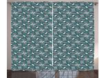 Abakuhaus Pinwheel Tenda Rustica, Fiori Primaverili, Petali Di Fiori, Tenda Con Nastro Arricciato Per Camera Da Letto Con Passanti E Ganci, 280 X 175 Cm, Blu Petrolio Arancione