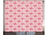Abakuhaus Pinwheel Tenda Rustica, Floral Grunge Retro, Tenda Con Passanti E Ganci Per Camera Da Letto, 280 X 175 Cm, Rosa E Giallo