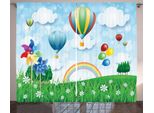 Abakuhaus Pinwheel Tenda Rustica, Fantasia Campo Primaverile, Tenda Con Passanti E Ganci Per Camera Da Letto, 280 X 175 Cm, Multicolore