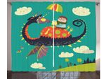Abakuhaus Tenda Rustica Per Asilo, Fantasia Cavaliere Drago, Tenda Con Passanti E Ganci Per Camera Da Letto, 280 X 175 Cm, Multicolore
