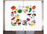 Abakuhaus Tenda Rustica Con Motivi Vegetali, Grafica Doodle Con Motivi Alimentari, Tenda Con Passanti E Ganci Per Camera Da Letto, 280 X 175 Cm, Multicolore