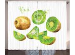 Abakuhaus Tenda Rustica Con Motivi Fruttati, Motivo Esotico Vegano Kiwi, Tende Universali Per Soggiorno Con Passanti E Ganci, 280 X 175 Cm, Verde Mela Marrone Chiaro