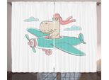 Abakuhaus Tenda Rustica Con Dinosauri, Dinosauri In Aereo, Tende Universali Per Soggiorno Con Passanti E Ganci, 280 X 175 Cm, Turchese Color Guscio D'uovo