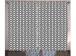 Abakuhaus Pinwheel Tenda Rustica, Motivo Floreale Monocromatico, Tenda Con Passanti E Ganci Per Camera Da Letto, 280 X 175 Cm, Bianco E Nero