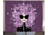 Abakuhaus Moda Tenda Rustica, Acconciatura Da Donna, Tende Universali Per Soggiorno Con Passanti E Ganci, 280 X 175 Cm, Melanzana, Nero E Viola