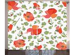 Abakuhaus Tenda Rustica Con Motivi Di Papaveri, Boccioli E Petali, Tende Universali Per Soggiorno Con Passanti E Ganci, 280 X 175 Cm, Rosso Cinabro Rosso Corallo