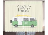 Abakuhaus Tenda Rustica Per Camper, Lets Travel Messaggio, Tenda Con Passanti E Ganci Per Camera Da Letto, 280 X 175 Cm, Avorio Verde Chiaro Giallo