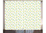 Abakuhaus Hawaii Tenda Rustica, Motivo Con Frutti Esotici, Tenda Con Passanti E Ganci Per Camera Da Letto, 280 X 175 Cm, Giallo E Verde Mare