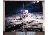 Abakuhaus Tenda Rustica, Astronauta Sulla Luna, Tenda Con Passanti E Ganci Per Camera Da Letto, 280 X 175 Cm, Blu Scuro E Bianco
