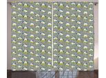 Abakuhaus Tenda Rustica Per Asilo Nido, Doodle Haus Animali Domestici, Tenda Con Passanti E Ganci Per Camera Da Letto, 280 X 175 Cm, Verde Salvia Blu