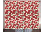 Abakuhaus Tenda Rustica Con Motivo Papaveri, Grafica Giardino Primaverile, Tende Universali Per Soggiorno Con Passanti E Ganci, 280 X 175 Cm, Verde Menta E Beige