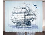 Abakuhaus Tenda Rustica Vintage Boat, Old Ship At Sea, Tenda Con Passanti E Ganci Per Camera Da Letto, 280 X 175 Cm, Azzurro Blu Scuro