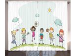Abakuhaus Tenda Rustica, Cartoon Tag In Park, Tenda Con Passanti E Ganci Per Camera Da Letto, 280 X 175 Cm, Multicolore