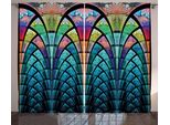 Abakuhaus Tenda Astratta Rustica, Curve Colori Grungy, Soggiorno Nastro Universale Tende Con Passanti E Ganci, 280 X 175 Cm, Multicolore
