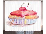Abakuhaus Dessert Tenda Rustica, Ink Splatter Cake, Tenda Con Passanti E Ganci Per Camera Da Letto, 280 X 175 Cm, Multicolore