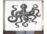 Abakuhaus Citazione Tenda Rustica, Messaggio Octopus, Soggiorno Nastro Universale Tende Con Passanti E Ganci, 280 X 175 Cm, Grigio Antracite Bianco