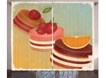 Abakuhaus Dessert Tenda Rustica, Gruncy Framed Cakes, Tenda Con Passanti E Ganci Per Camera Da Letto, 280 X 175 Cm, Multicolore
