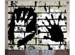 Abakuhaus Urban Graffiti Tenda Rustica, Stencil Sprayed, Soggiorno Nastro Universale Tende Con Passanti E Ganci, 280 X 175 Cm, Colori Guscio D'uovo Bianco Nero